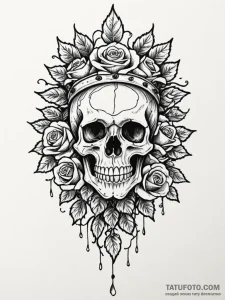 Ramskull crowned with ivy, tattoo drawing out... - эскиз тату (№1751921474_0, 07.07.2025 20:51) — Tatufoto.com