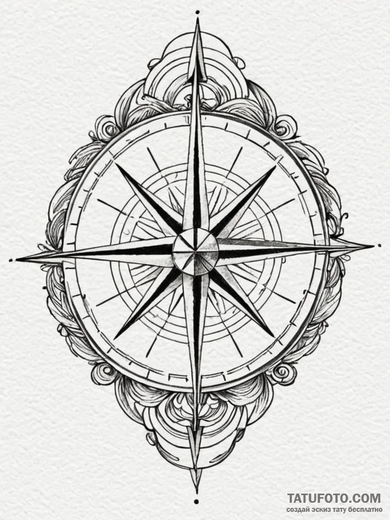 Compass rose (is there as wind rose, but can... - эскиз тату (№1751921813_0, 07.07.2025 20:56) — Tatufoto.com