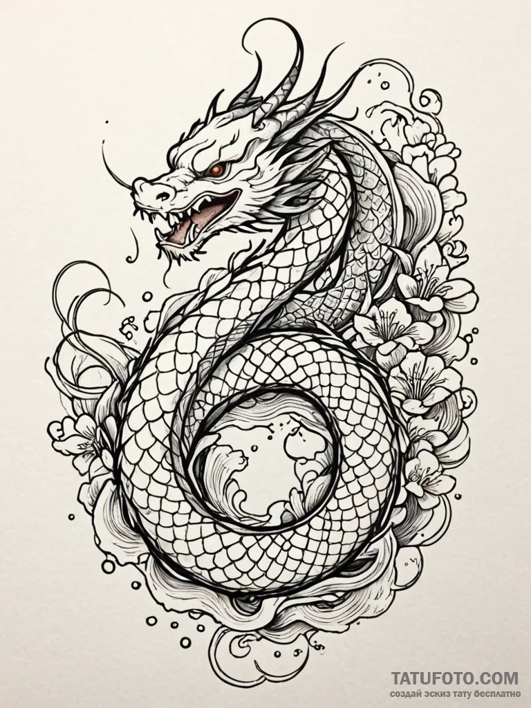 Mirror serpent devouring light, artistic tatt... - эскиз тату (№1751921898_0, 07.07.2025 20:58) — Tatufoto.com