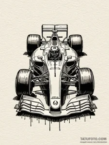 Formula 1 car, rendered in a sharp, minimalis... - эскиз тату (№1751922238_0, 07.07.2025 21:03) — Tatufoto.com