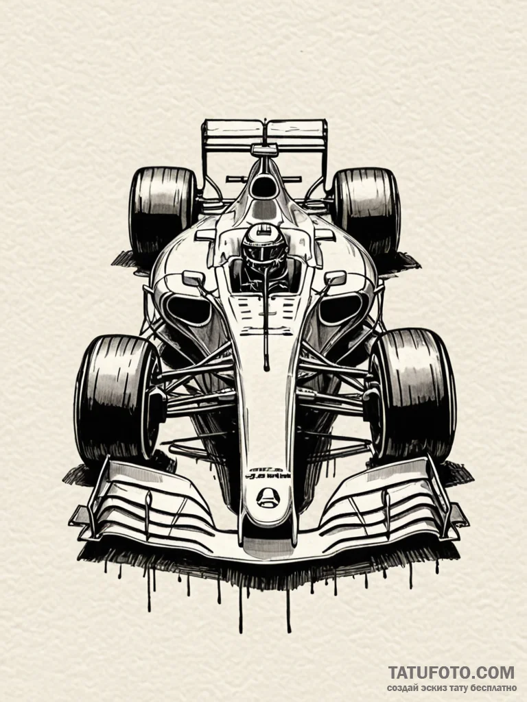 Formula 1 car, rendered in a sharp, minimalis... - эскиз тату (№1751922238_0, 07.07.2025 21:03) — Tatufoto.com