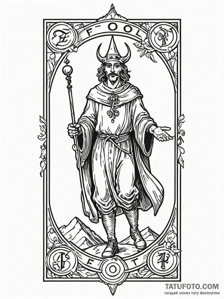 Tarot card (e.g., the fool, the magician, dea… — эскиз тату (№1751922324_0, 07.07.2025 21:05) — Tatufoto.com