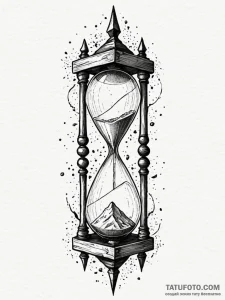 Shattered hourglass with sand frozen in mid-a... - эскиз тату (№1751922752_0, 07.07.2025 21:12) — Tatufoto.com