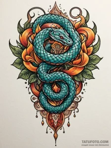 Ashen serpent with molten scales, tattoo flas... - эскиз тату (№1751923003_0, 07.07.2025 21:16) — Tatufoto.com