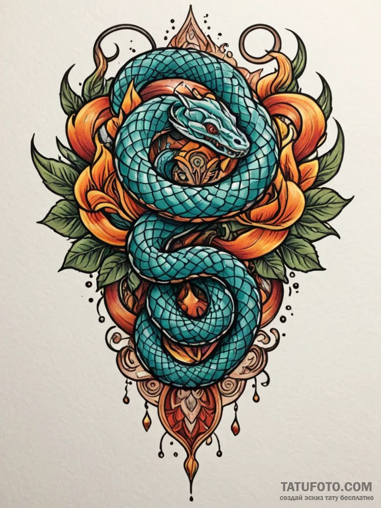 Ashen serpent with molten scales, tattoo flas... - эскиз тату (№1751923003_0, 07.07.2025 21:16) — Tatufoto.com