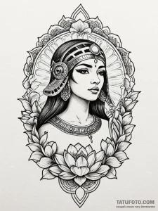 Cleopatra's asp coiled around a blooming lotu... - эскиз тату (№1751923173_0, 07.07.2025 21:19) — Tatufoto.com