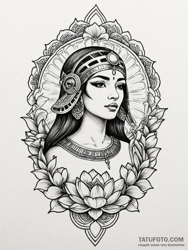 Cleopatra’s asp coiled around a blooming lotu… — эскиз тату (№1751923173_0, 07.07.2025 21:19) — Tatufoto.com