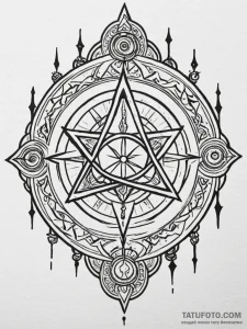 Grimoire (spellbook) with arcane symbols, tat... - эскиз тату (№1751923257_0, 07.07.2025 21:20) — Tatufoto.com