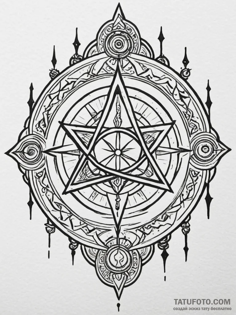 Grimoire (spellbook) with arcane symbols, tat… — эскиз тату (№1751923257_0, 07.07.2025 21:20) — Tatufoto.com