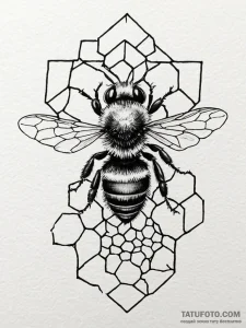 A bee on a honeycomb (is there, but can be cl... - эскиз тату (№1751923512_0, 07.07.2025 21:25) — Tatufoto.com