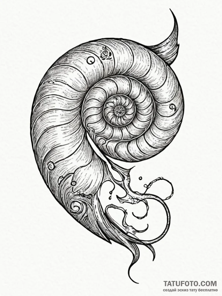 Nautilus shell cracked with runes, tattoo ske… — эскиз тату (№1751924108_0, 07.07.2025 21:35) — Tatufoto.com