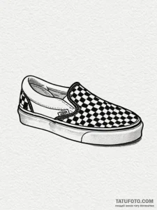 Vans checkerboard pattern slip-on shoe, conce... - эскиз тату (№1751924195_0, 07.07.2025 21:36) — Tatufoto.com