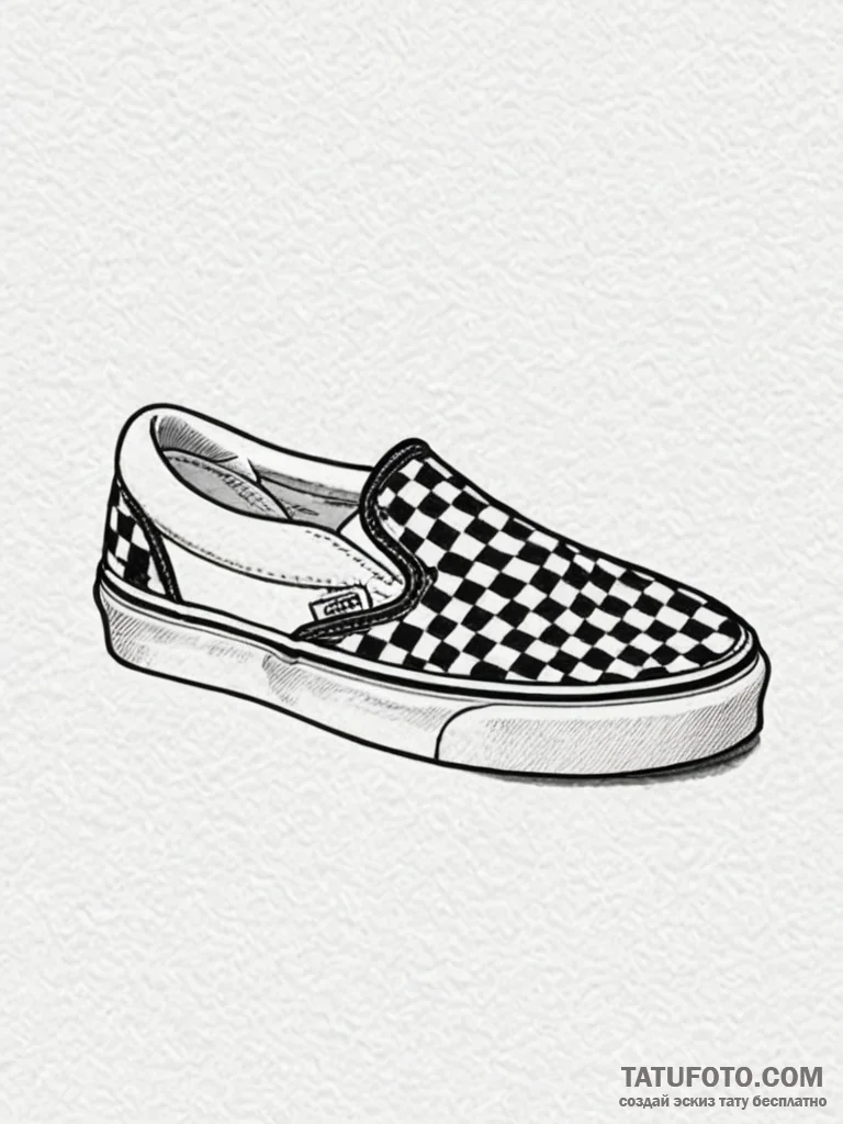 Vans checkerboard pattern slip-on shoe, conce… — эскиз тату (№1751924195_0, 07.07.2025 21:36) — Tatufoto.com