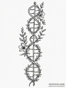 Dna helix intertwined with a floral vine - эскиз тату (№1751924280_0, 07.07.2025 21:38) — Tatufoto.com