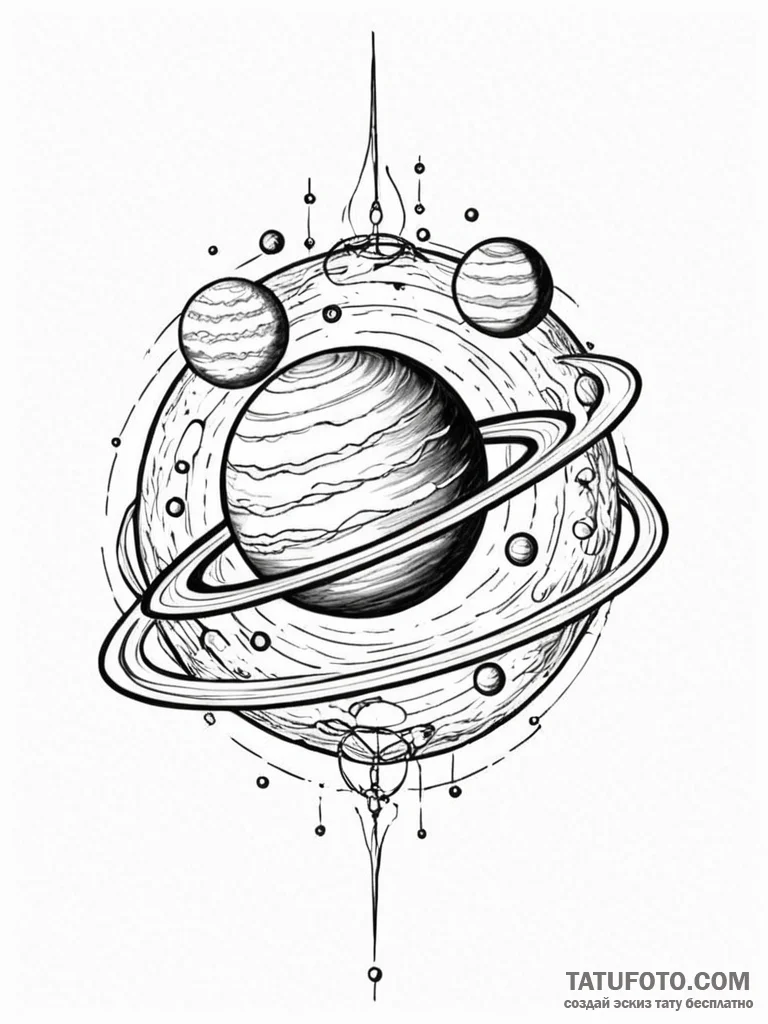 Jupiter, the planet, with a roman warship orb... - эскиз тату (№1751924450_0, 07.07.2025 21:40) — Tatufoto.com