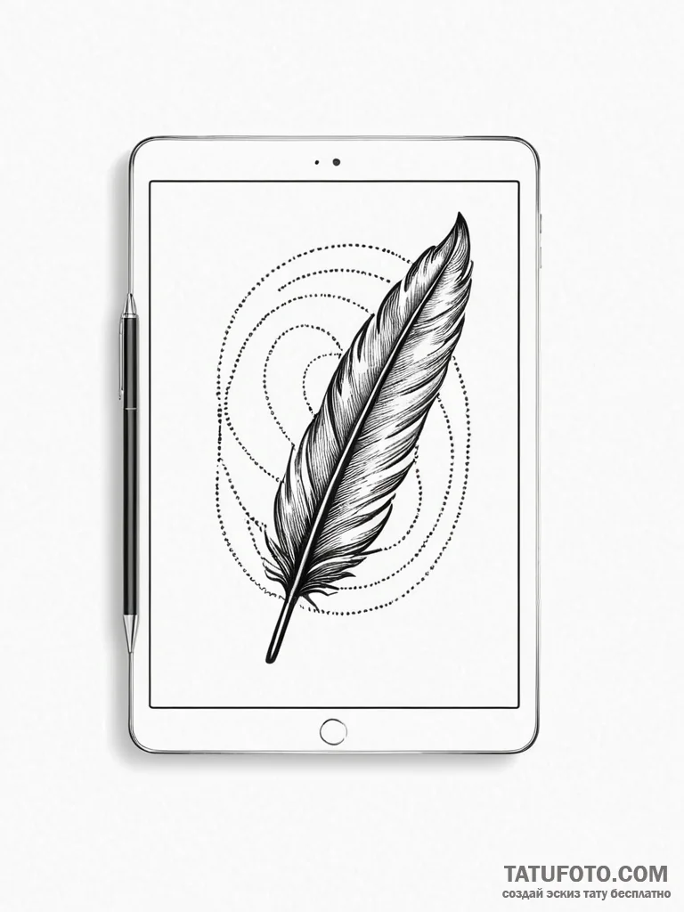 Quill pen writing in code on a touchscreen ta... - эскиз тату (№1751924534_0, 07.07.2025 21:42) — Tatufoto.com