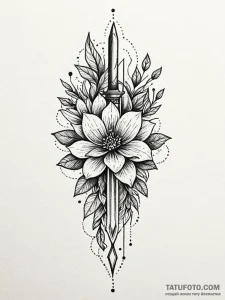 Hidden dagger through spectral bloom, tattoo... - эскиз тату (№1751924703_0, 07.07.2025 21:45) — Tatufoto.com