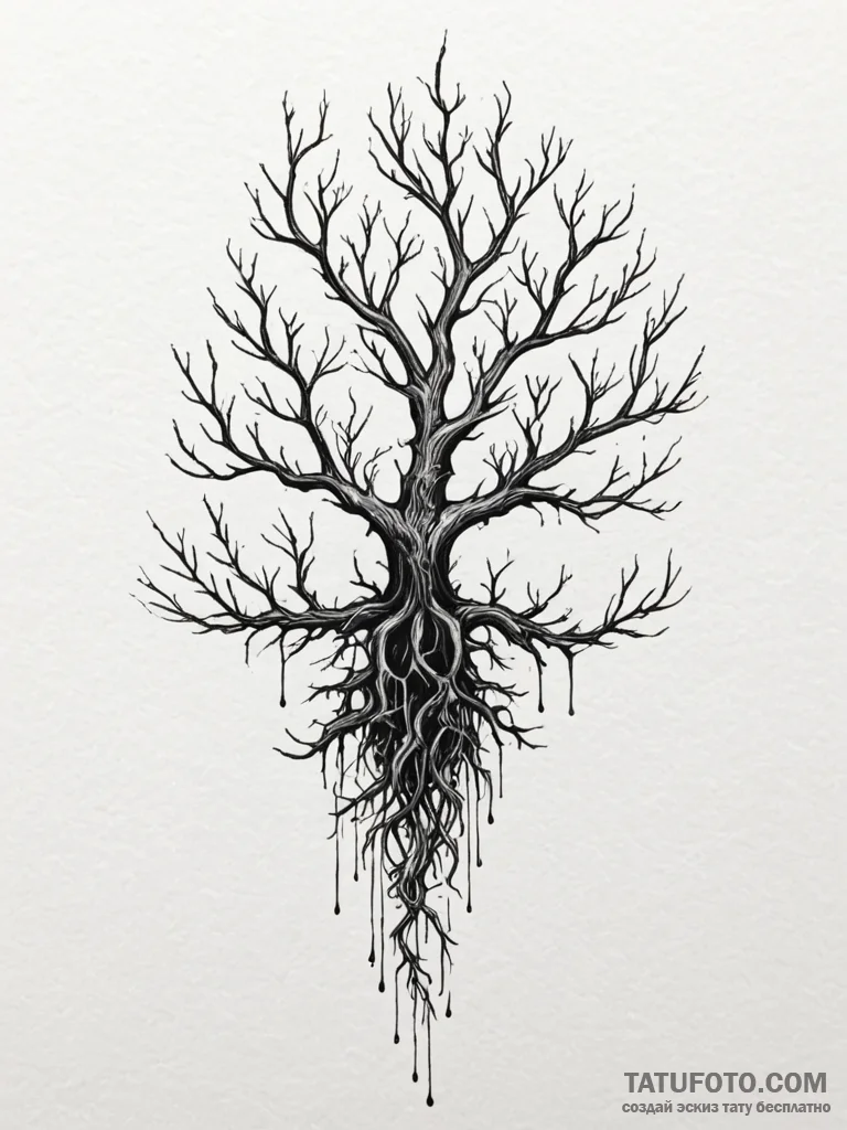 Ethereal roots gripping relic, artistic tatto... - эскиз тату (№1751924787_0, 07.07.2025 21:46) — Tatufoto.com
