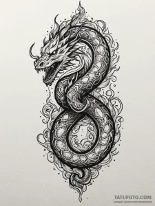 Iron serpent beneath burning sky, tattoo sket... - эскиз тату (№1751925300_0, 07.07.2025 21:55) — Tatufoto.com