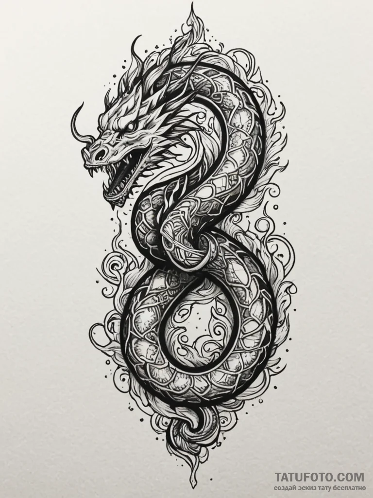 Iron serpent beneath burning sky, tattoo sket... - эскиз тату (№1751925300_0, 07.07.2025 21:55) — Tatufoto.com