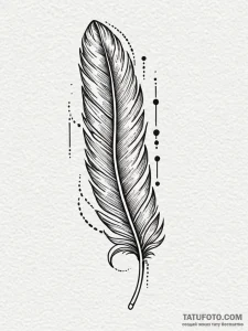 A bird feather turning into an ink quill, tat... - эскиз тату (№1751925385_0, 07.07.2025 21:56) — Tatufoto.com