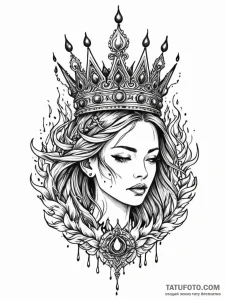 Arcane crown floating above flames, tattoo fl... - эскиз тату (№1751925724_0, 07.07.2025 22:02) — Tatufoto.com