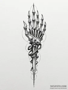 Corrupted blade in skeletal grip, tattoo line... - эскиз тату (№1751925808_0, 07.07.2025 22:03) — Tatufoto.com
