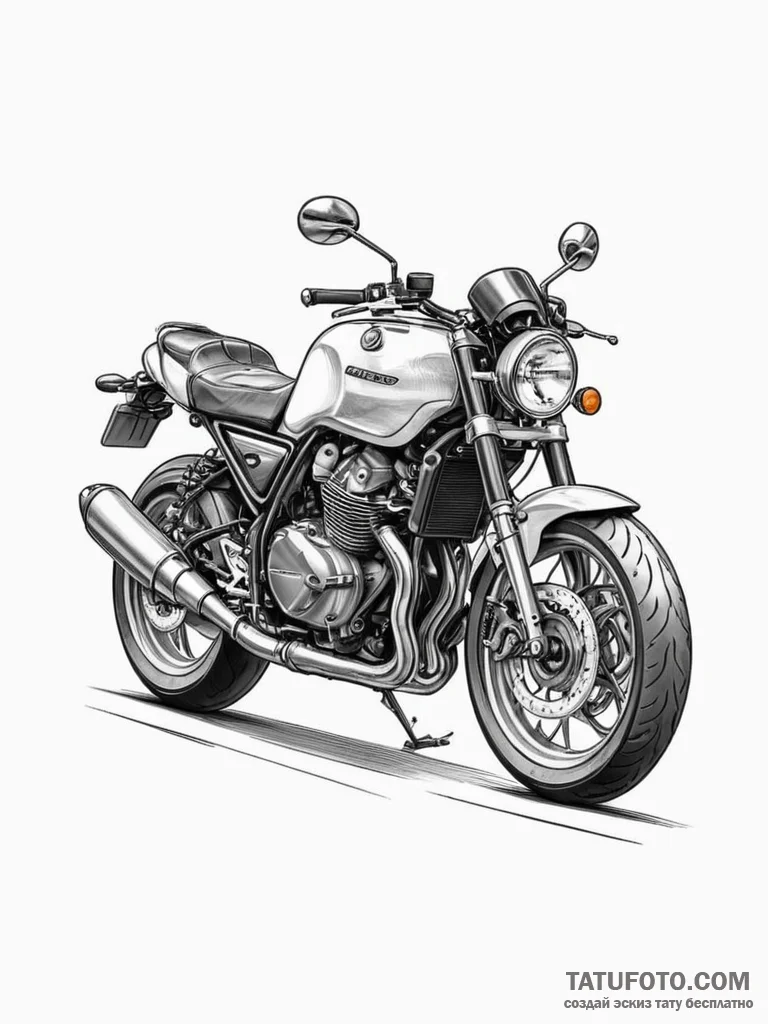 Motorcycle, artistic tattoo sketch, rough ske... - эскиз тату (№1751926149_0, 07.07.2025 22:09) — Tatufoto.com