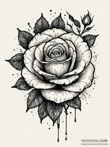 Astral rose blooming in darkness, ink illustr... - эскиз тату (№1751926488_0, 07.07.2025 22:14) — Tatufoto.com