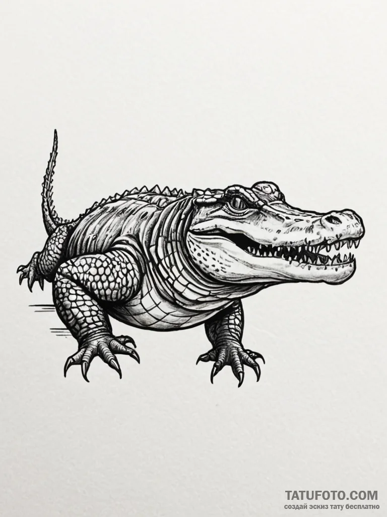 Crocodile, concept art for tattoo, on a clean… — эскиз тату (№1751926915_0, 07.07.2025 22:21) — Tatufoto.com