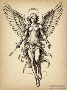 Archangel michael, concept art for tattoo, un... - эскиз тату (№1751927171_0, 07.07.2025 22:26) — Tatufoto.com
