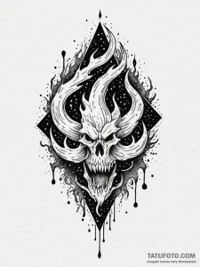 Graven relic devouring celestial flame, ink i... - эскиз тату (№1751927256_0, 07.07.2025 22:27) — Tatufoto.com
