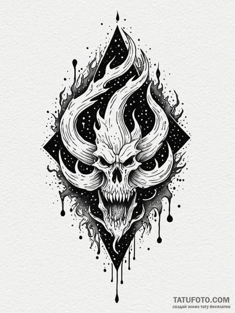 Graven relic devouring celestial flame, ink i... - эскиз тату (№1751927256_0, 07.07.2025 22:27) — Tatufoto.com
