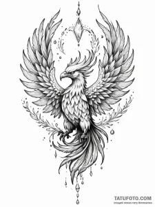 Ice phoenix emerging from frost, tattoo sketc... - эскиз тату (№1751927340_0, 07.07.2025 22:29) — Tatufoto.com