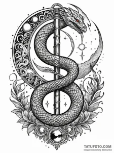 Onyx serpent beneath spectral moon, artistic... - эскиз тату (№1751927425_0, 07.07.2025 22:30) — Tatufoto.com