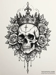 Iron crown with shattered jewels, artistic ta... - эскиз тату (№1751927594_0, 07.07.2025 22:33) — Tatufoto.com