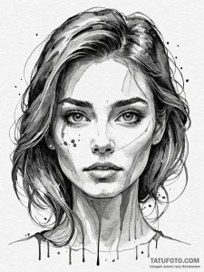 A, artistic tattoo sketch, on a clean white p... - эскиз тату (№1751928104_0, 07.07.2025 22:41) — Tatufoto.com
