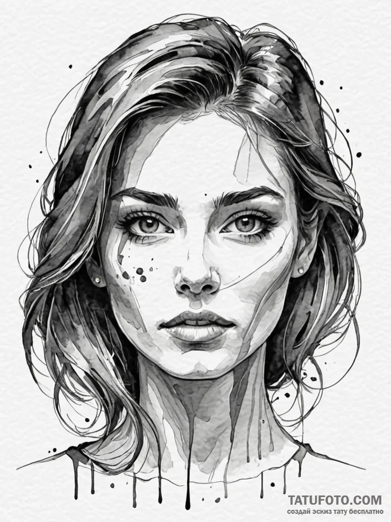A, artistic tattoo sketch, on a clean white p... - эскиз тату (№1751928104_0, 07.07.2025 22:41) — Tatufoto.com