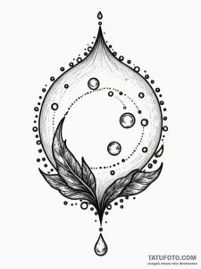 A whimsical bubble on a leaf, dewdrop,, ink i... - эскиз тату (№1751928273_0, 07.07.2025 22:44) — Tatufoto.com