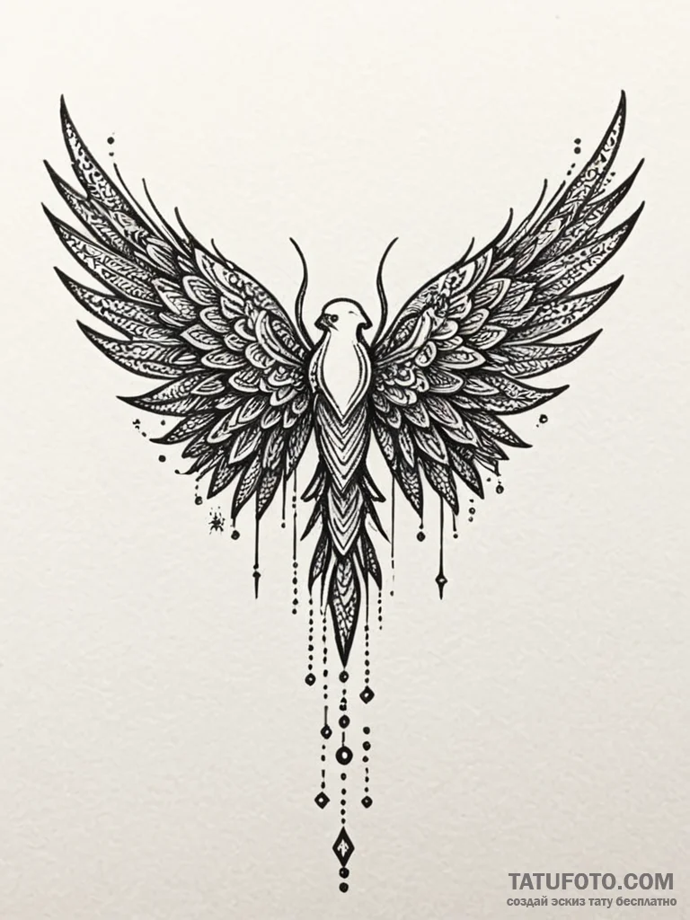 Bone wings sprouting from back, tattoo flash… — эскиз тату (№1751928703_0, 07.07.2025 22:51) — Tatufoto.com