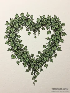 Vine of ivy forming a heart shape on a stone... - эскиз тату (№1751928788_0, 07.07.2025 22:53) — Tatufoto.com