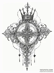 Crown of stars burning bright, tattoo drawing... - эскиз тату (№1751928960_0, 07.07.2025 22:56) — Tatufoto.com