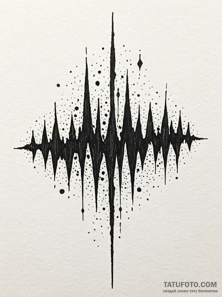 Audio waveform of a scream, cast in jagged bl... - эскиз тату (№1751929045_0, 07.07.2025 22:57) — Tatufoto.com