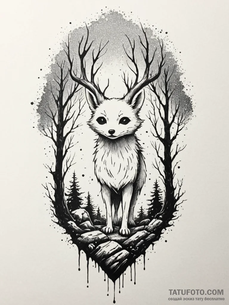 The forest spirits (kodama) from princess mon... - эскиз тату (№1751929215_0, 07.07.2025 23:00) — Tatufoto.com