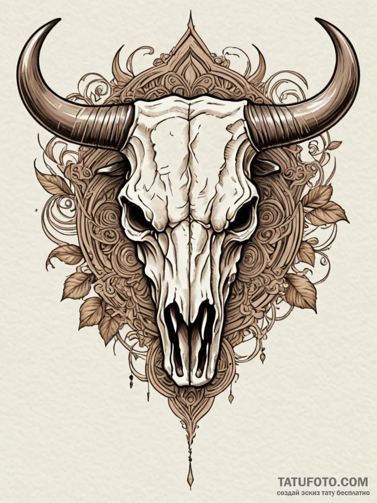 Bull skull, tattoo line art, rough sketchy li... - эскиз тату (№1751929301_0, 07.07.2025 23:01) — Tatufoto.com