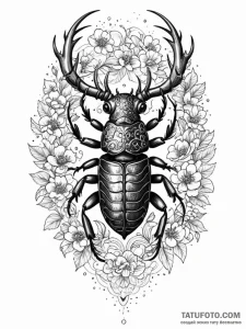 Stag beetle locking horns with another in a p... - эскиз тату (№1751929468_0, 07.07.2025 23:04) — Tatufoto.com