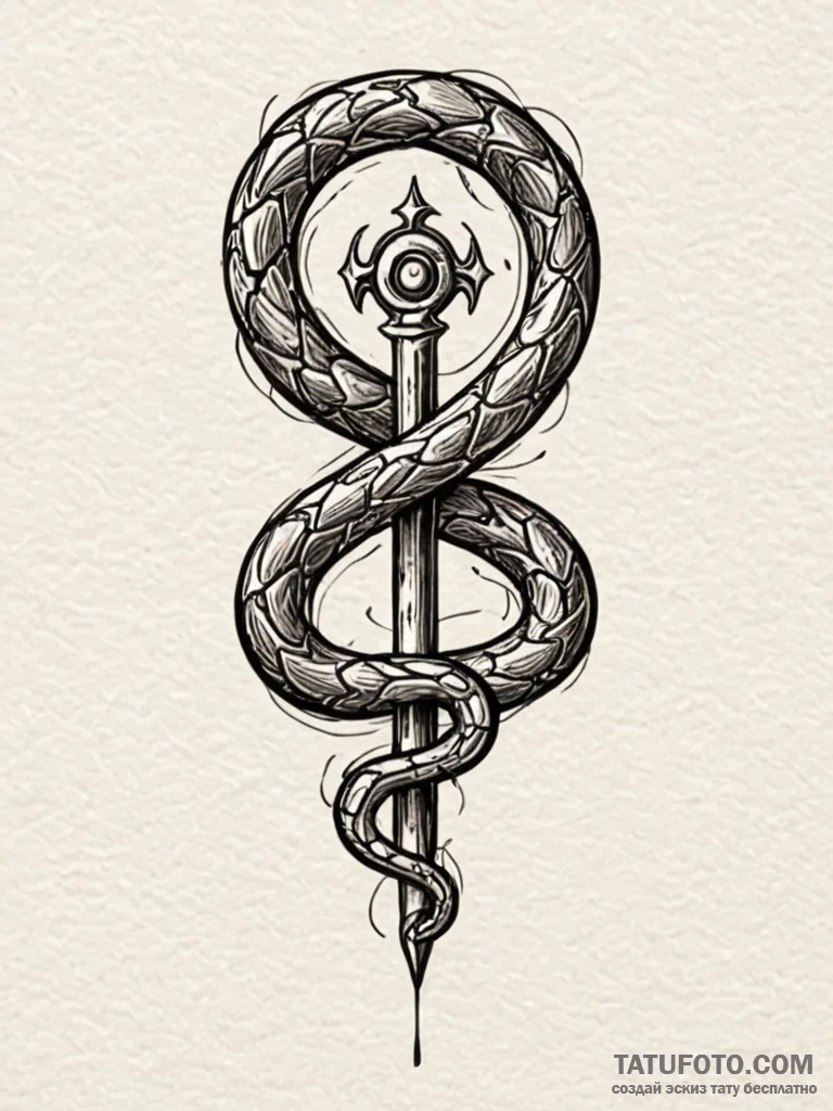 Obsidian serpent coiling through void, tattoo… — эскиз тату (№1751929552_0, 07.07.2025 23:05) — Tatufoto.com