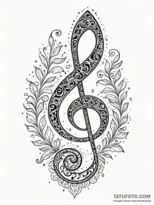 Treble clef, tattoo drawing outline, professi... - эскиз тату (№1751929810_0, 07.07.2025 23:10) — Tatufoto.com