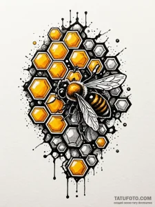 Honeycomb with some cells filled with honey,... - эскиз тату (№1751929980_0, 07.07.2025 23:13) — Tatufoto.com