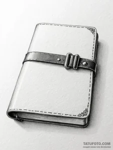 Worn leather book locked with a metal clasp,... - эскиз тату (№1751930148_0, 07.07.2025 23:15) — Tatufoto.com